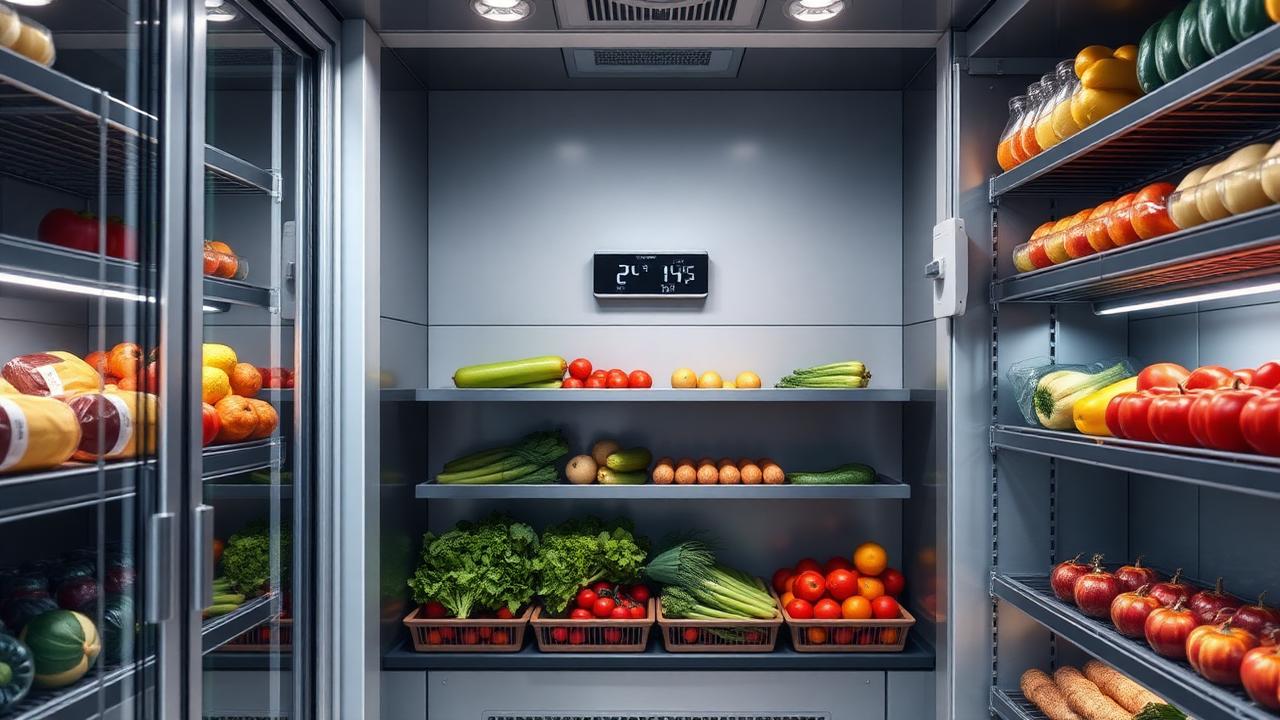Walk-in cooler with temperature sensor