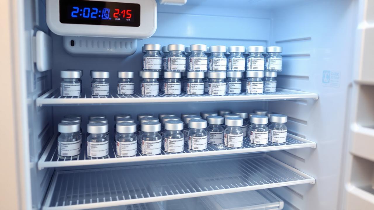 Vaccine refrigerator with temperature monitor